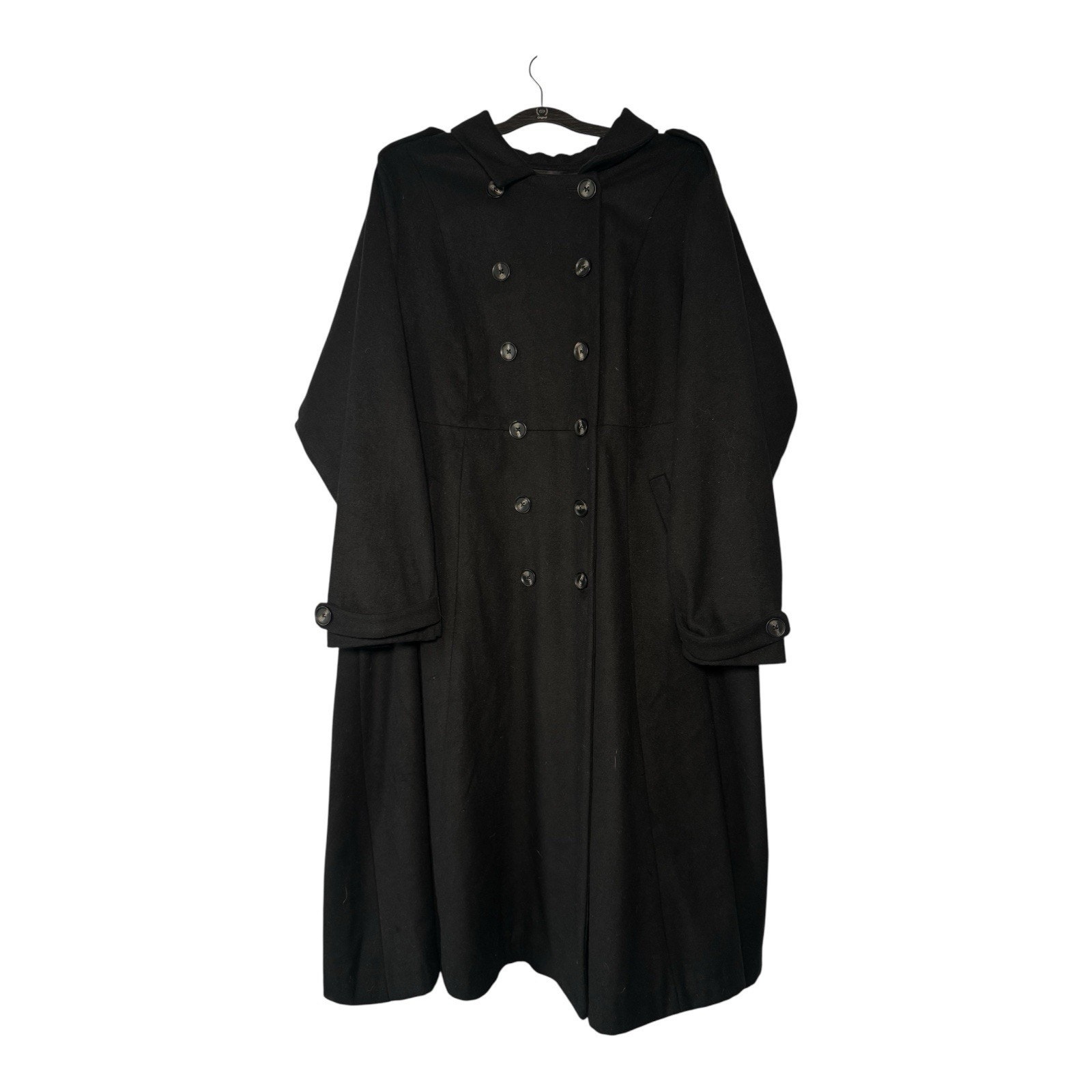 Torrid Plus Size 4 Black Wool Blend Long Peacoat Double Breasted (0042)